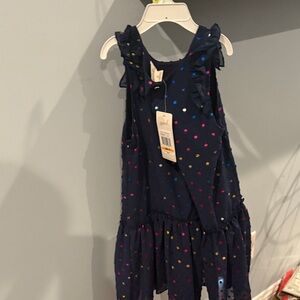 Navy Blue Polka Dot Kids Dress